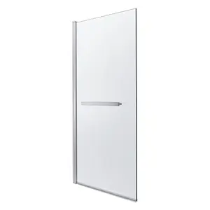 GoodHome Nubia Straight 1 panel Clear glass Silver effect frame Bath screen, (W) 950mm (H) 1500mm