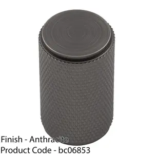 Knurled Cylindrical Cupboard Door Knob 18mm Dia Anthracite Grey Cabinet Handle