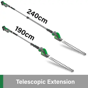 Gracious Gardens Cordless Long Reach Telescopic Hedge Trimmer 18V Li Ion Battery