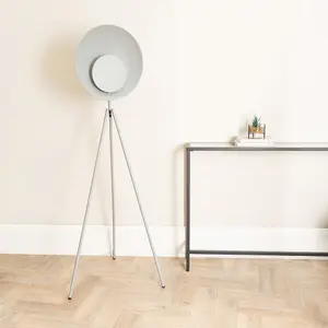 ValueLights Saffy Matt Grey Metal Integrated LED Tripod Metallic Shade Floor Lamp