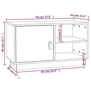 vidaXL TV Cabinet Grey 70x34x40 cm Solid Wood Pine