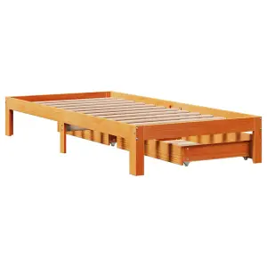 Berkfield Bed Frame with Drawers without Mattress Wax Brown 90x200 cm