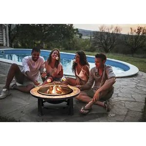 30 Inch Traditional Outdoor Fire Pit Set with Cover - Durable Wood Burner Heater