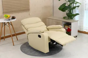 Ashby Leather Recliner Armchair Sofa Home Lounge Chair Reclining (Cream)