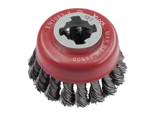 Faithfull X-LOCK Wire Cup Brush Twist Knot 75mm M14x2 0.50mm Steel FAIWBT75XL