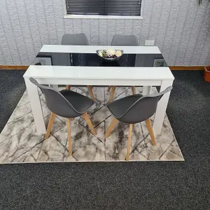 Dining Table With 4 Chairs, Dining Table Room Set 4, kitchen set of 4, White Black Table, 4 Grey Tulip Chairs, Kosy Koala