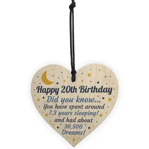 Red Ocean 20th Birthday Card For Daughter Son Wood Heart Novelty 20th Birthday Gift Him Her