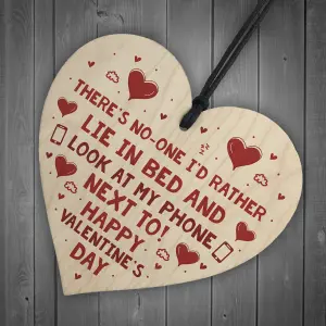 Funny Happy Valentines Day Gift For Boyfriend Girlfriend Husband Wife Wood Heart