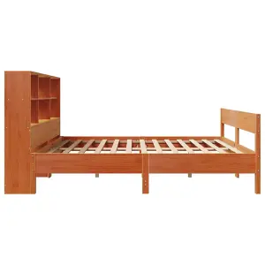 Berkfield Bookcase Bed without Mattress Wax Brown 140x200cm Solid Wood Pine