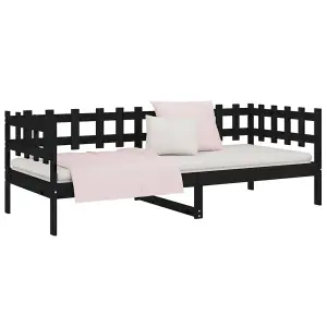 Berkfield Day Bed Black 90x200 cm Solid Wood Pine