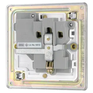 Colours Chrome Single 13A Socket & White inserts