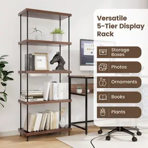 Costway 3-Tier Freestanding Bookshelf 146 cm Display Rack Industrial Storage Shelving Unit