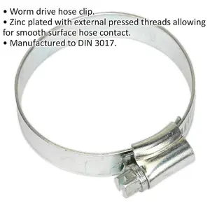 30 PACK Zinc Plated Hose Clip - 38 to 57mm Diameter - External Pressed Threads