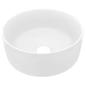 Berkfield Luxury Wash Basin Round Matt White 40x15 cm Ceramic