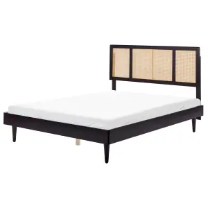 Wooden EU King Size Bed Black AURAY