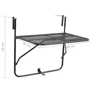 Berkfield Balcony Table Black 60x40 cm Steel