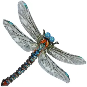 Blue Metal Dragonfly Garden/Home Wall Art Ornament 35x28cm Inddor/Outdoor