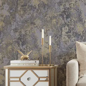 Turin Industrial Wallpaper In Charcoal And Gold