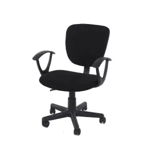 Black Home office chair, fabric back and seat with arms, swivel chair