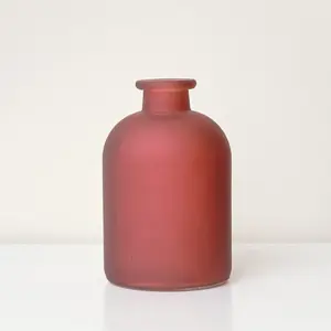 Melody Maison Red Frosted Glass Bottle Vase -18cm