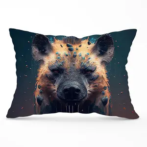 Hyena Face Splashart Dark Background Cushions 33cm x 48cm