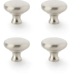 4 PACK - Victorian Round Door Knob - Satin Nickel 38mm - Kitchen Cabinet Pull Handle