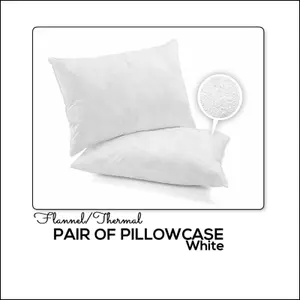 Pillowcases Pair Pack 100% Brushed Cotton Flannelette Thermal Pillow Covers 19''x29''