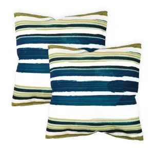 Gardenwize Pair of Outdoor Garden Sofa Chair Furniture Scatter Cushions - Painted Stripe