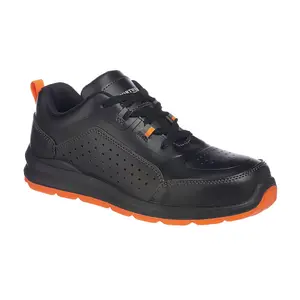 Portwest Perforated Safety Trainer S1P SRC Black/Orange