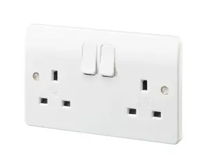 MK White Double 13A Switched Rapid fix socket