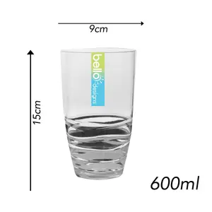 Pack Of 24 Plastic Tall Tumbler Glasses Cups Reusable Juice Drink Clear Summer Party