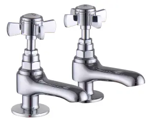 VURTU Bensham Bath Taps, 1/4 Turn, Single or Lever Ceramic Disc, High/ Low Water Pressure, 124(H) x 47(W), Chrome, 641585