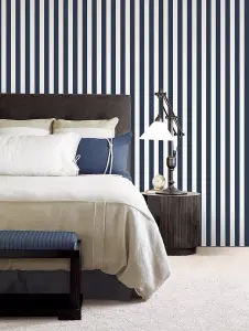 Galerie Stripes And Damask 2 Blue Regency Stripe Smooth Wallpaper