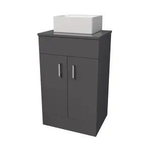 Nes Home 500mm Anthracite Vanity Unit With Countertop & Rectangle Basin