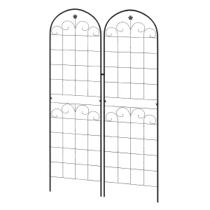 Outsunny Set of 2 Metal Trellis for Climbing Plants, Floral Design, 50 x 180cm