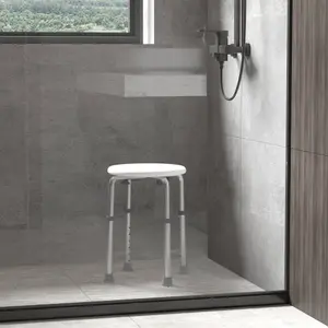 HOMCOM Bath Chair Height Adjustable Shower Seat for Elderly Disabled White