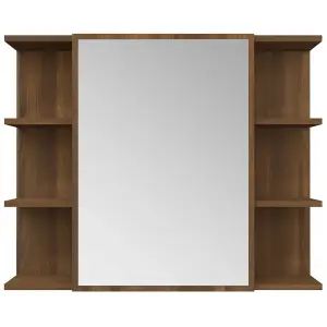 Berkfield Bathroom Mirror Cabinet Brown Oak 80x20.5x64 cm Engineered Wood