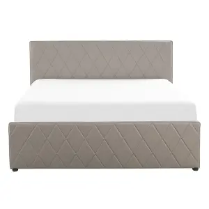 Faux Leather EU Double Size Ottoman Bed Taupe ROCHEFORT