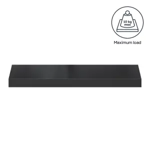 GoodHome Cusko Black Rectangular Floating shelf (L)60cm x (D)23.5cm