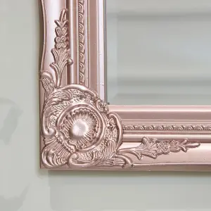 Melody Maison Ornate Rose Gold Pink Wall Mirror with Bevelled Glass