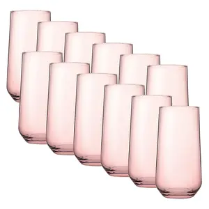 Queensway Home & Dining 470ml 12 Pcs Pink Coloured Highball Tall Cocktails Juice Glasses