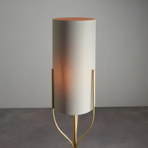 Anson Lighting Cortez Floor light finished in Satin brass plate and natural linen mix fabric