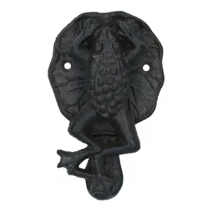 Frog on Lily Pad Door Knocker Bell Ringer Cast Iron Garden Shed House Toad