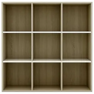 Berkfield Book Cabinet White and Sonoma Oak 98x30x98 cm Engineered Wood