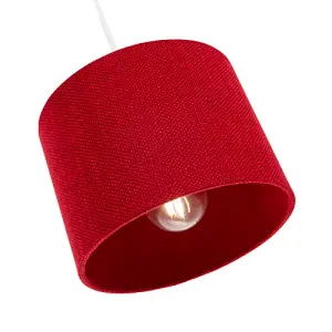 Modern Red Linen Fabric Small 8 Drum Lamp Shade with Matching Cotton Lining