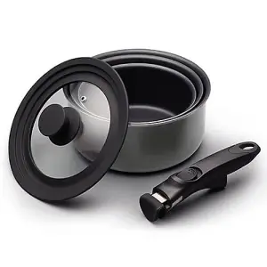 MasterClass Smart Space 5 Piece Saucepan Set with Removable Handle and Universal Lid