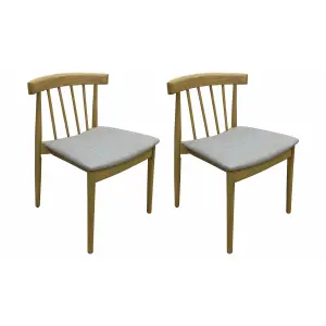 Goran Dining Chair Oak Frame Grey Seat (Pair in Box)