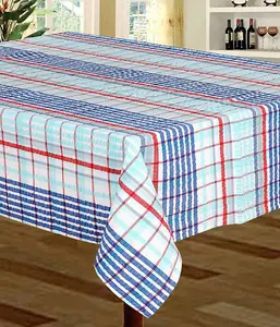 Just So Home Seersucker Tablecloth 100% Cotton Check Kitchen Dining Outdoor (50" x 90" 127cm x 228cm Biscay)