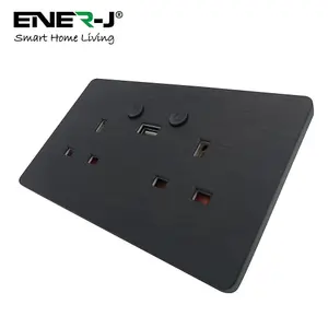 Smart Wi-Fi 13A Wi-Fi Twin Wall Sockets with 1 USB Ports Black Brushed Finish