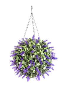 Best Artificial Pre-Lit Outdoor 28cm Purple Lavender hanging Plastic Flower Topiary Ball